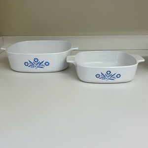 VTG Blue Cornflower Corning Ware Square 2L A-2-B & 1Qt A-1-3 Casserole Dish Set